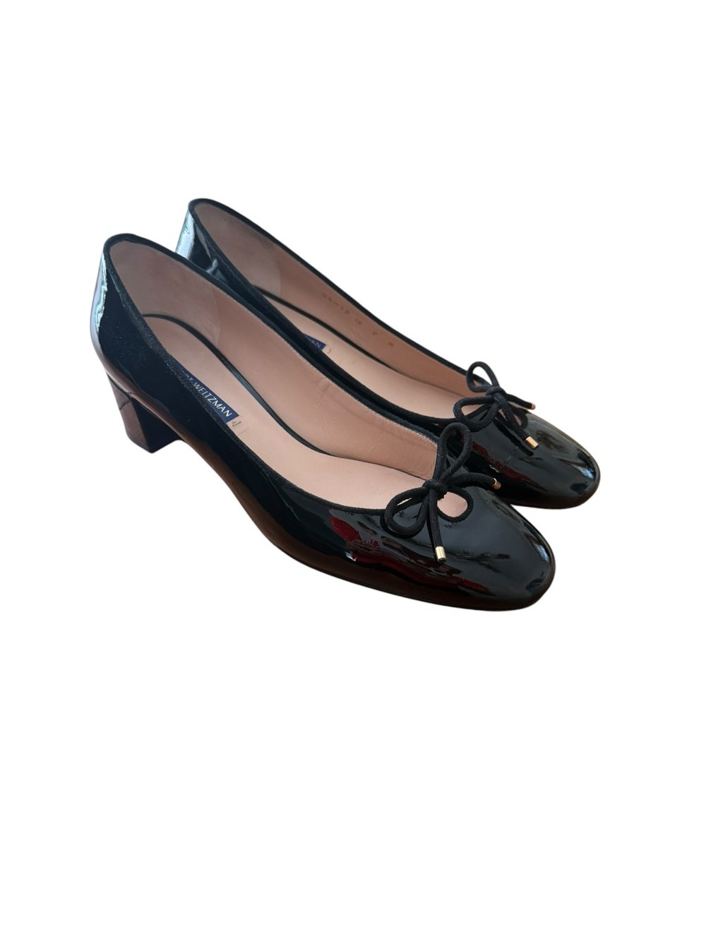 Stuart Weitzman Gabby Black Patent Leather Ballet Pumps